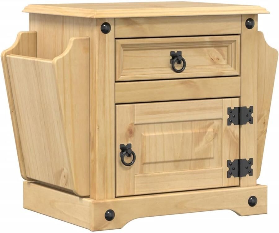 The Living Store Nachtkastje Corona 45x35x47 5 cm massief grenenhout Nachtkastje Corona Grenenhout Bruine Kleur Vintage Stijl - Foto 2