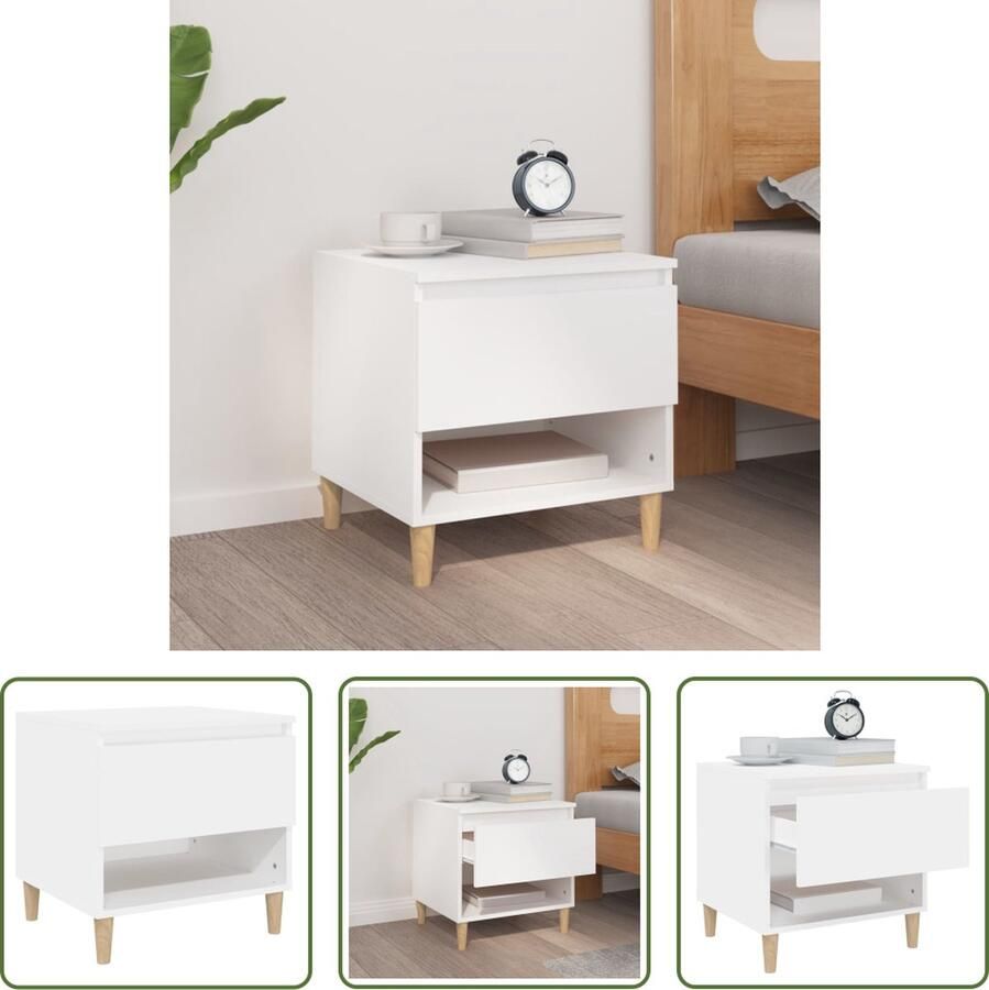 The Living Store Nachtkastje Elegant Meubel 50 x 46 x 50 cm Wit - Foto 2