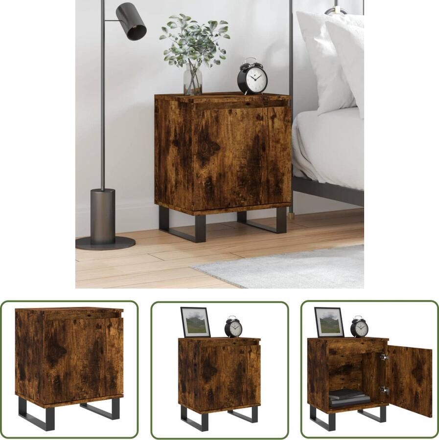 The Living Store Nachtkastje Elegant Meubelen 40x30x50 cm Kleur- Gerookt eiken - Foto 2