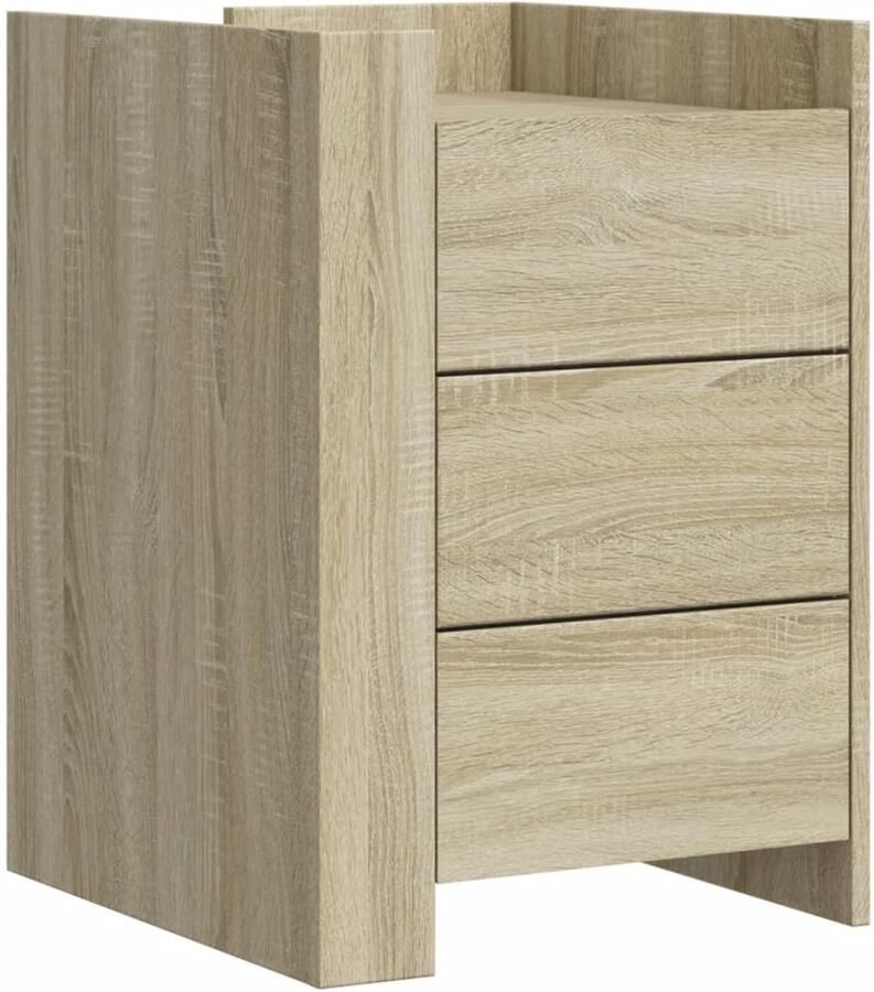 The Living Store Nachtkastje 45x50x65 cm bewerkt hout sonoma eikenkleurig Nachtkastje Kastje Houten Nachtkastje Sonoma Eiken Bruine Nachtkastje - Foto 2