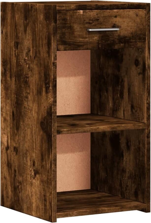 The Living Store Nachtkastje 35x34x65 cm bewerkt hout gerookt eikenkleurig Nachtkastje Houten Nachtkastje Bruine Nachtkastje Opbergkast Kamermeubilair - Foto 2