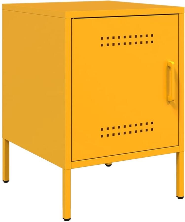 The Living Store Nachtkastje 36x39x50 5 cm staal mosterdgeel Nachtkastje Industrieel Staal Mustard Geel Vintage