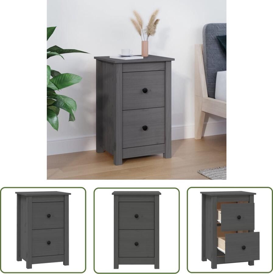 The Living Store Nachtkastje Klassiek Houten nachtkastje 40 x 35 x 61.5 cm Ken- Massief grenenhout - Foto 2