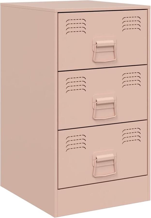 The Living Store Nachtkastje 34 5x39x62 cm staal roze Nachtkastje Rozenkleurig Staal Koudgewalst Staal Opbergkast - Foto 2