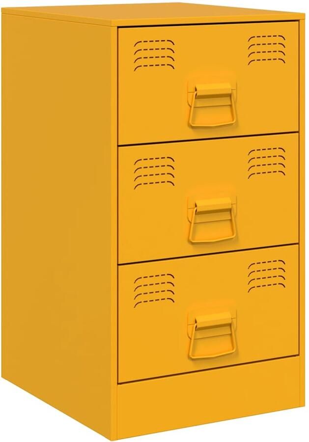 The Living Store Nachtkastje 34 5x39x62 cm staal mosterdgeel Nachtkastje Nachtkast Staal Mustard Geel Vintage - Foto 2