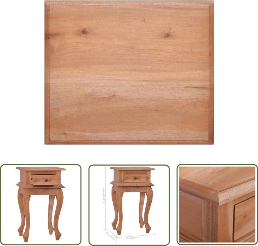 The Living Store Nachtkastje Mahoniehout 35x30x60cm Vintage Charme - Foto 3