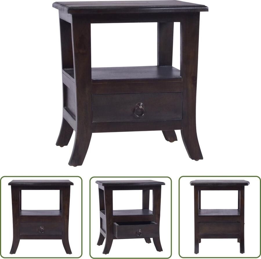 The Living Store Nachtkastje Mahoniehout 40 x 40 x 45 cm Opbergruimte Stabiel blad