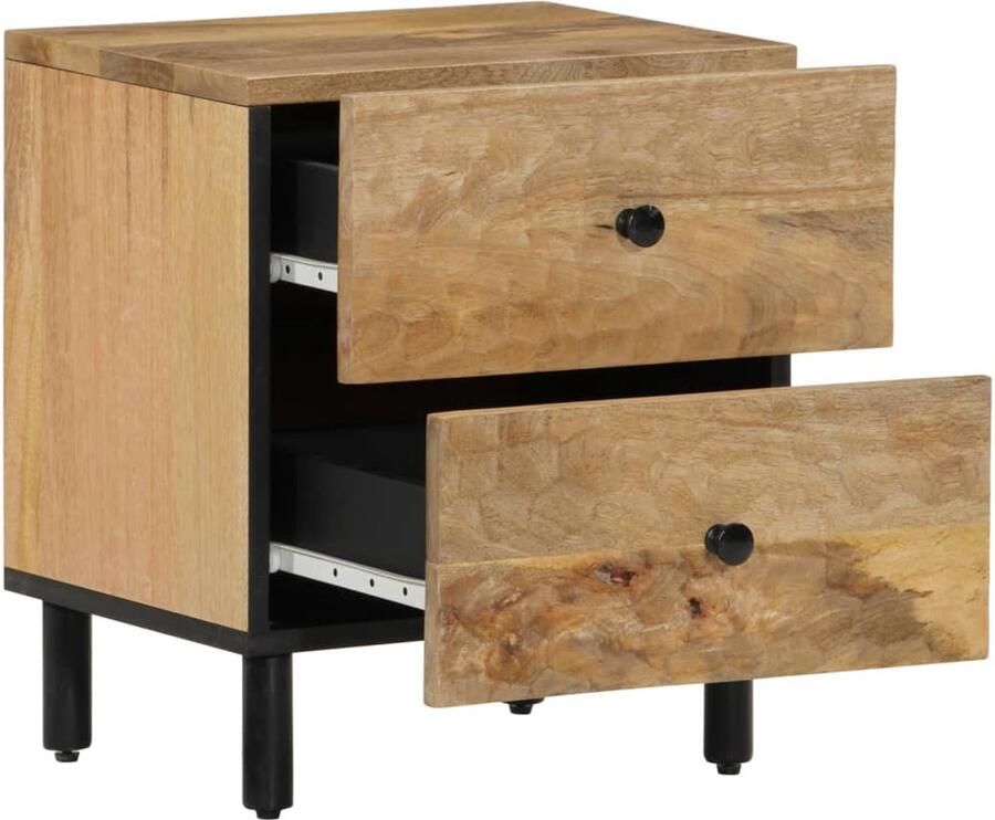 The Living Store Nachtkastje 40x33x46 cm massief mangohout Nachtkastje Nachtkastjes Houten Nachtkastje Houten Nachtkastjes - Foto 3