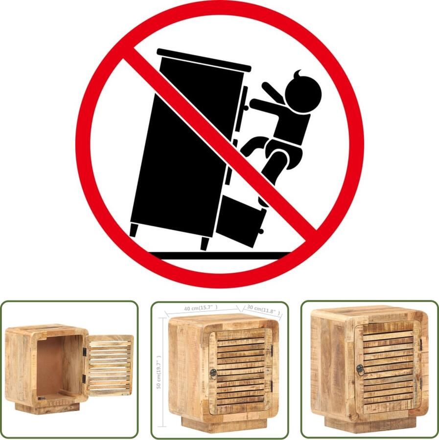 The Living Store Nachtkastje Mangohout 40x30x50 cm natuurlijke afwerking