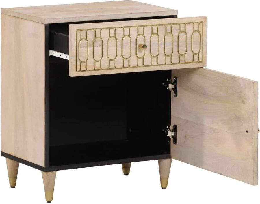 The Living Store Nachtkastje 50x33x60 cm massief mangohout Nachtkastje Mangohout Vintage Designmeubilair Bedroom Furniture - Foto 2