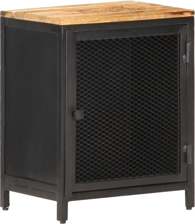 The Living Store Nachtkastje Mangohout Zwart 40x30x53cm - Foto 2