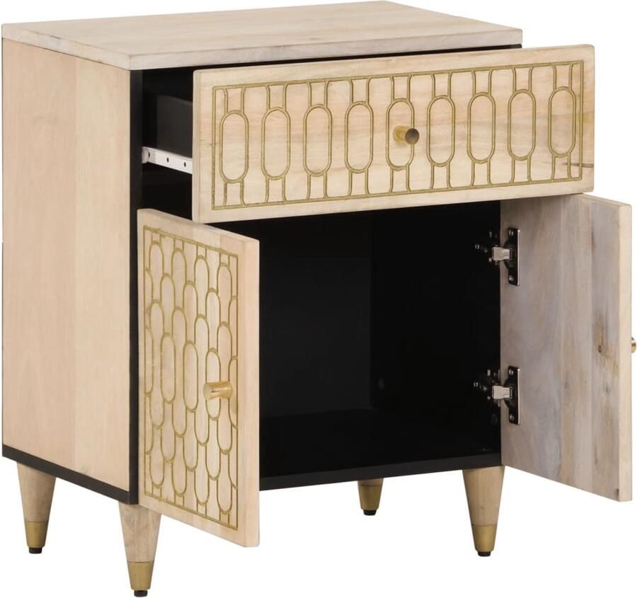 The Living Store Nachtkastje 50x33x60 cm massief mangohout Nachtkastje Mango Wood Vintage Design Woonaccessoires Bedroom Furniture - Foto 2