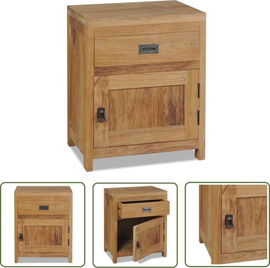 The Living Store Nachtkastje Koloniaal Teakhout 40 x 30 x 50 cm Lade en Kastje Nachtkastje Teakwood Meubilair Landelijke Kamerdecoratie Salon Tafel Slaapkamers Decoreren - Foto 2