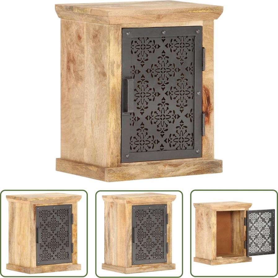 The Living Store Nachtkastje Klassiek Mangohout 40 x 30 x 50 cm Met deur Nachtkastje Kastje Nachttafel Bijzettafel Salontafel - Foto 2