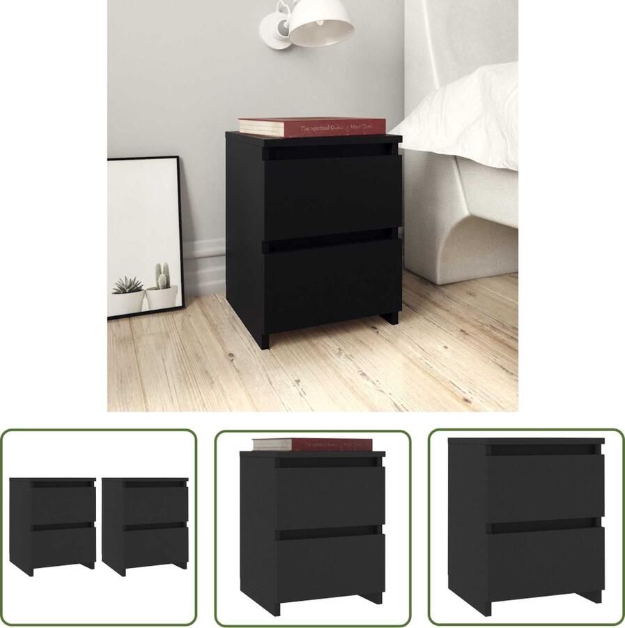 The Living Store Nachtkastje Meubel 30x30x40 cm Zwart Hoogwaardig bewerkt hout Nachtkastje Bijzettafel Houten Meubilair Slaapkamermeubilair Opbergkast - Foto 2