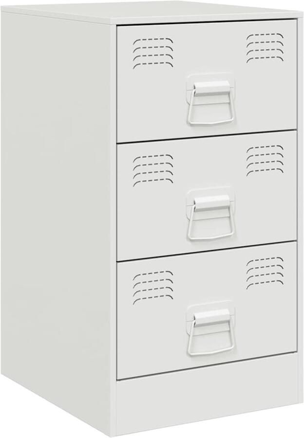 The Living Store Nachtkastje 34 5x39x62 cm staal wit Nachtkastje Modern Design Staal Wit Koudgewalst Staal - Foto 2