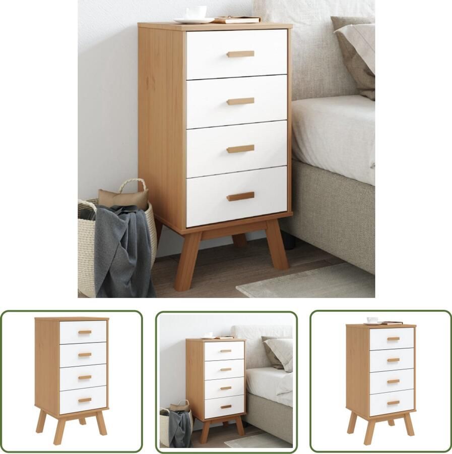 The Living Store Een mooie titel voor dit nachtkastje zou kunnen zijn- OLDEN Nachtkastje 45x39x57 cm Massief grenenhout Scandinavische charme