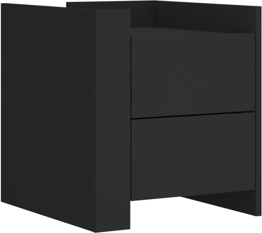 The Living Store Nachtkastje 45x50x50 cm bewerkt hout zwart Nachtkastje Kastje Houten Kast Nachtlamp Slaapkamermeubilair - Foto 2