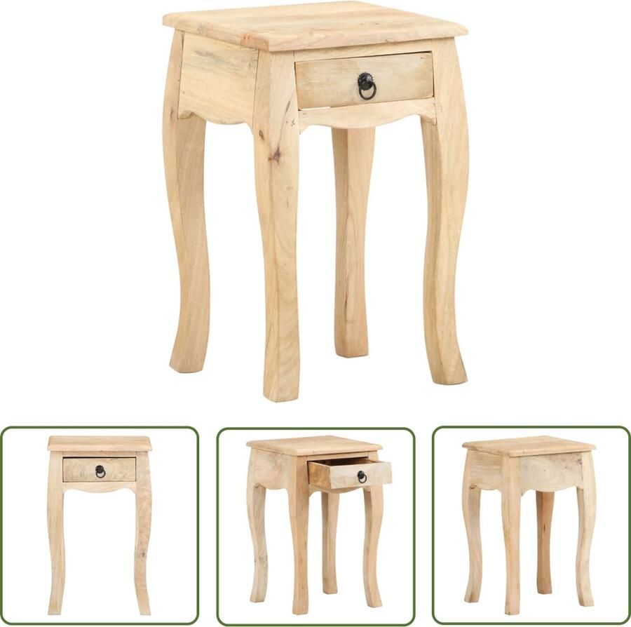 The Living Store Nachtkastje Rustiek Mangohout 28x28x45 cm Massief Mangohout Nachtkastje Mangohout Meubilair Kamermeubilair Slaapkamers - Foto 3