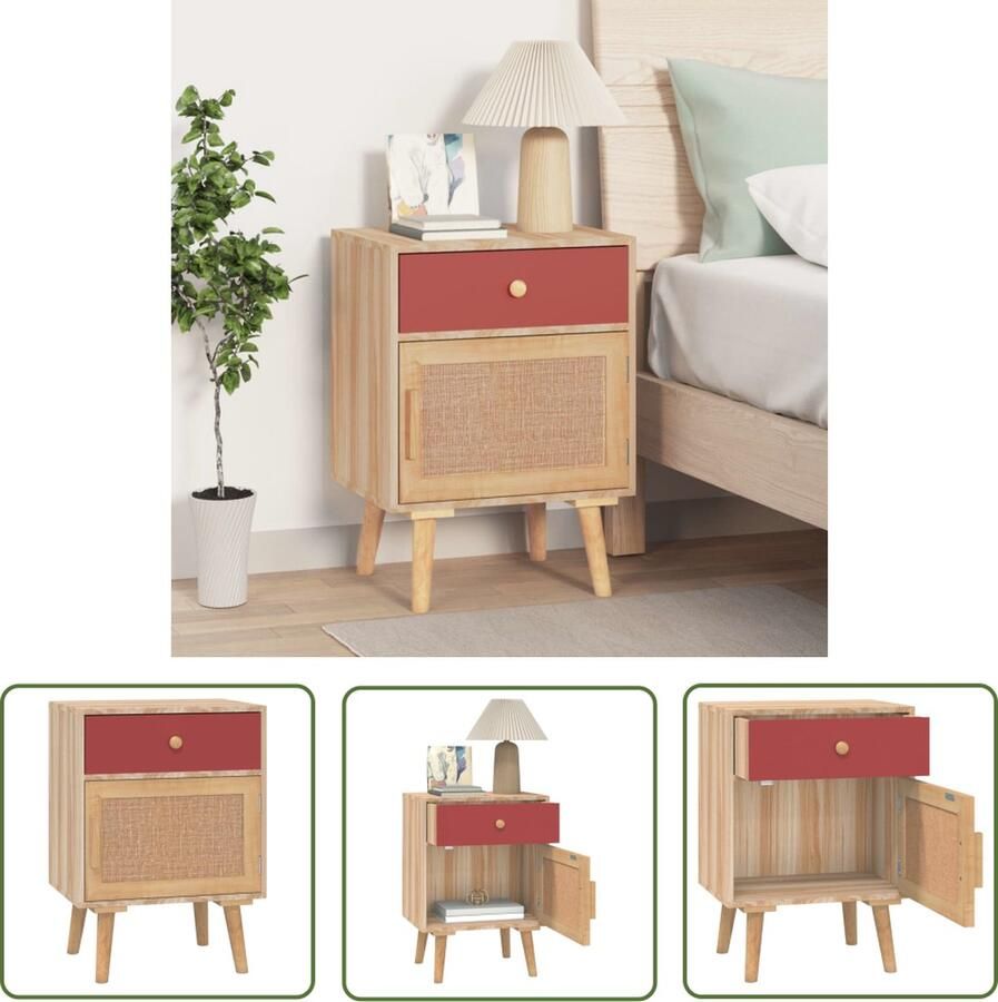 The Living Store Nachtkastje Scandinavische stijl Hout 40x30x55 cm 1 lade 1 deur - Foto 2