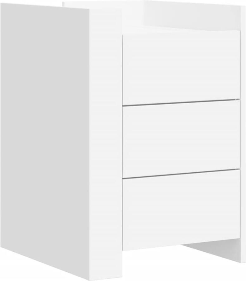 The Living Store Nachtkastje 45x50x65 cm bewerkt hout wit Nachtkastje Kastje Nachtkast Houten Nachtstand Woonaccessoires - Foto 3