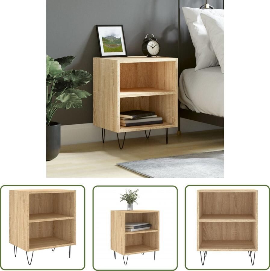 The Living Store Nachtkastje Sonoma eiken 40 x 30 x 50 cm Ruime opbergruimte - Foto 2