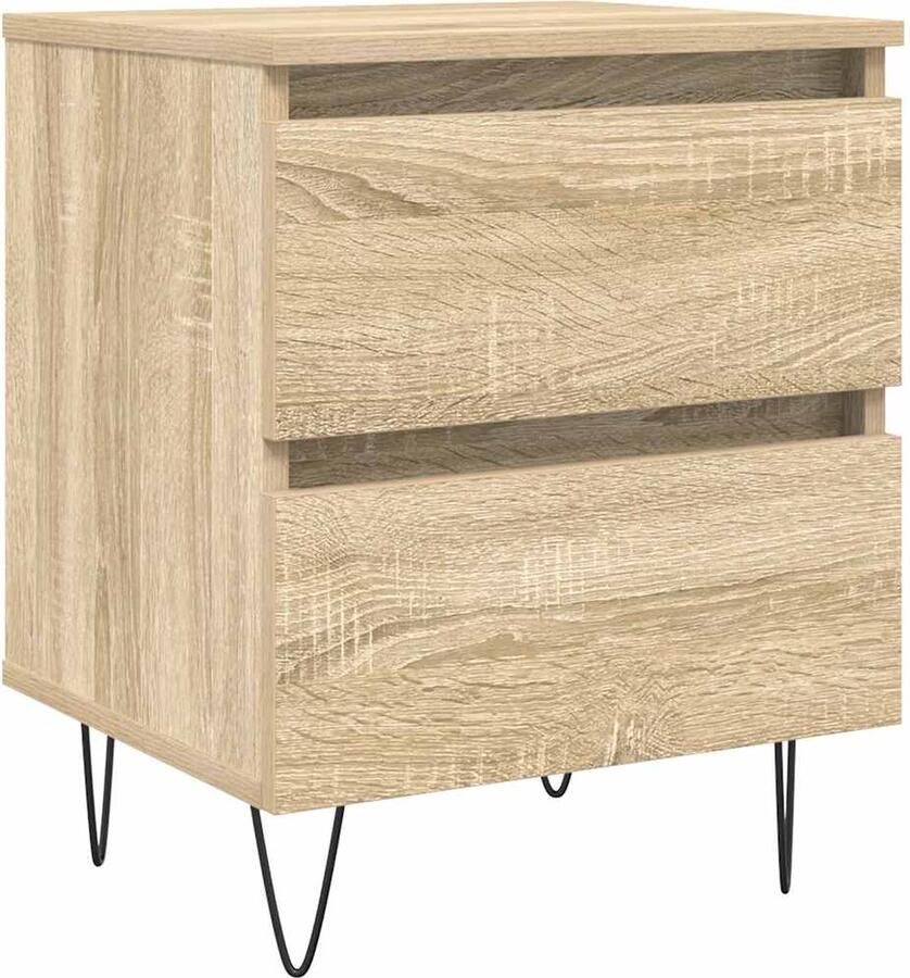 The Living Store Nachtkastje Sonoma Eiken 40 x 35 x 50 cm 2 lades Stabiel blad Nachtkastje Kastje Salontafel Houten Nachtkastje Nachtlampje - Foto 2