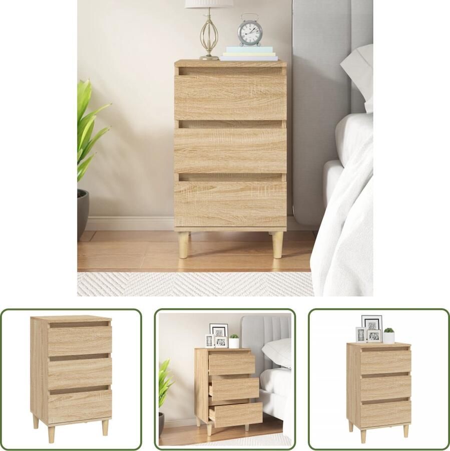 The Living Store Nachtkastje 40x35x70 cm bewerkt hout sonoma eikenkleurig Nachtkastje Slaapkamermeubel Sonoma Eiken Bruine Kast Houten Lade - Foto 2