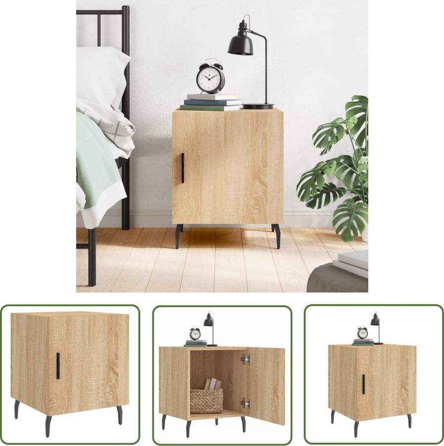 The Living Store nachtkastje Sonoma Eiken 40 x 40 x 50 cm Duurzaam bewerkt hout Voldoende opbergruimte - Foto 2