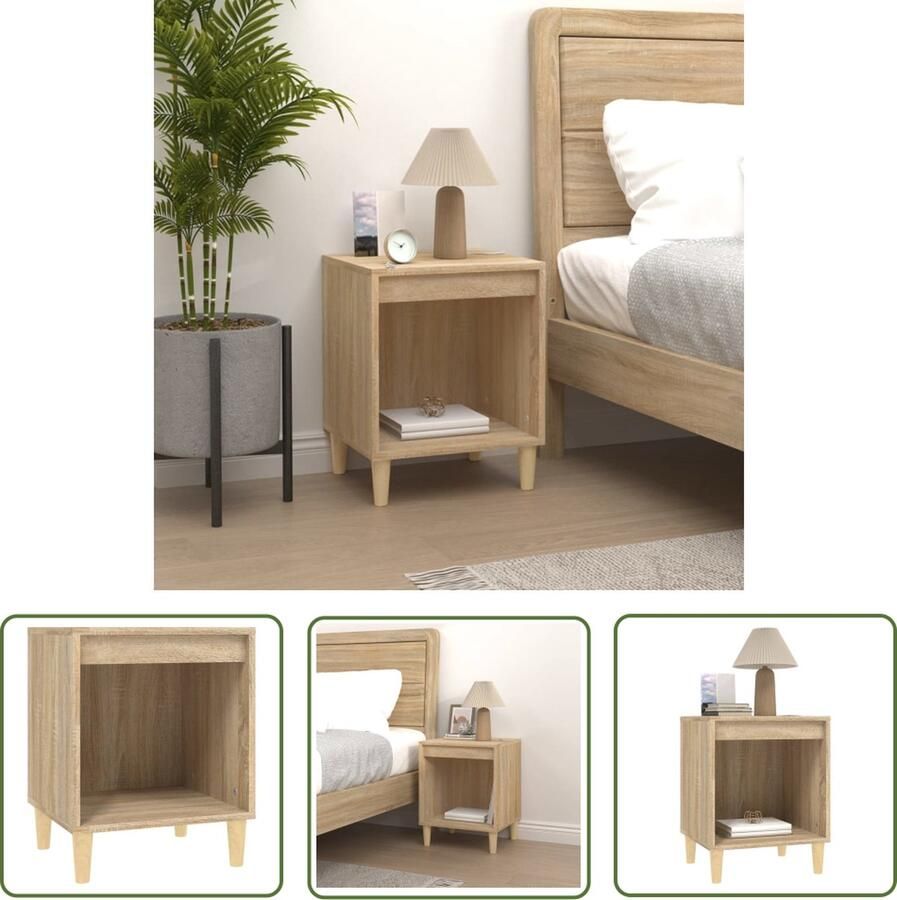 The Living Store Nachtkastje Sonoma eiken 40x35x50 cm Duurzaam hout Ruime opbergruimte - Foto 2