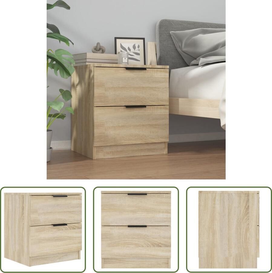 The Living Store Nachtkastje Sonoma Eiken 45 x 39 x 50 cm Bewerkt Hout - Foto 2