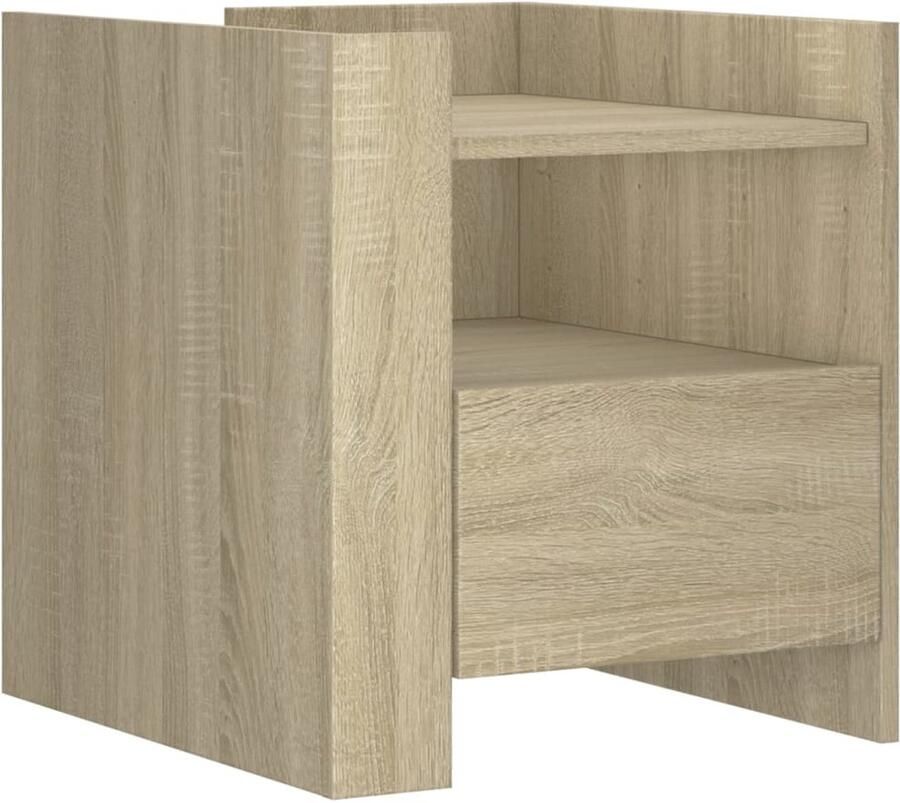 The Living Store Nachtkastje 45x50x50 cm bewerkt hout sonoma eikenkleurig Nachtkastje Salontafel Houten Kast Eiken Kleur Bedroom Furniture - Foto 2