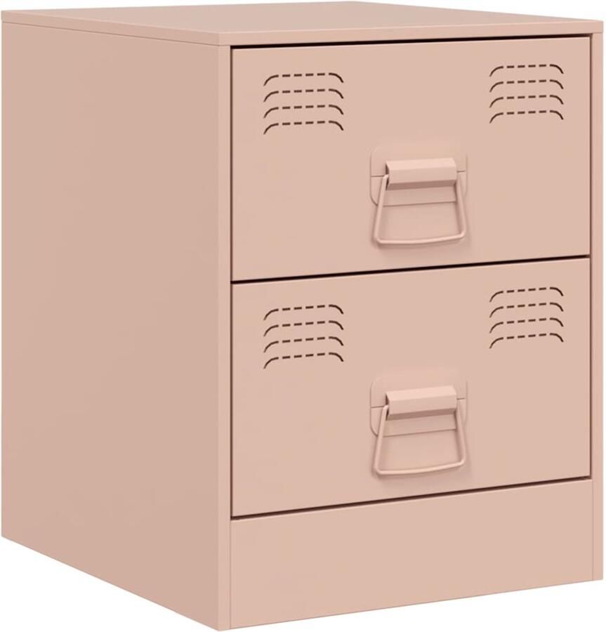 The Living Store Nachtkastje 34 5x39x44 cm staal roze Nachtkastje Rozenkleurig Staalkast Salontafel Kamermeubel - Foto 2