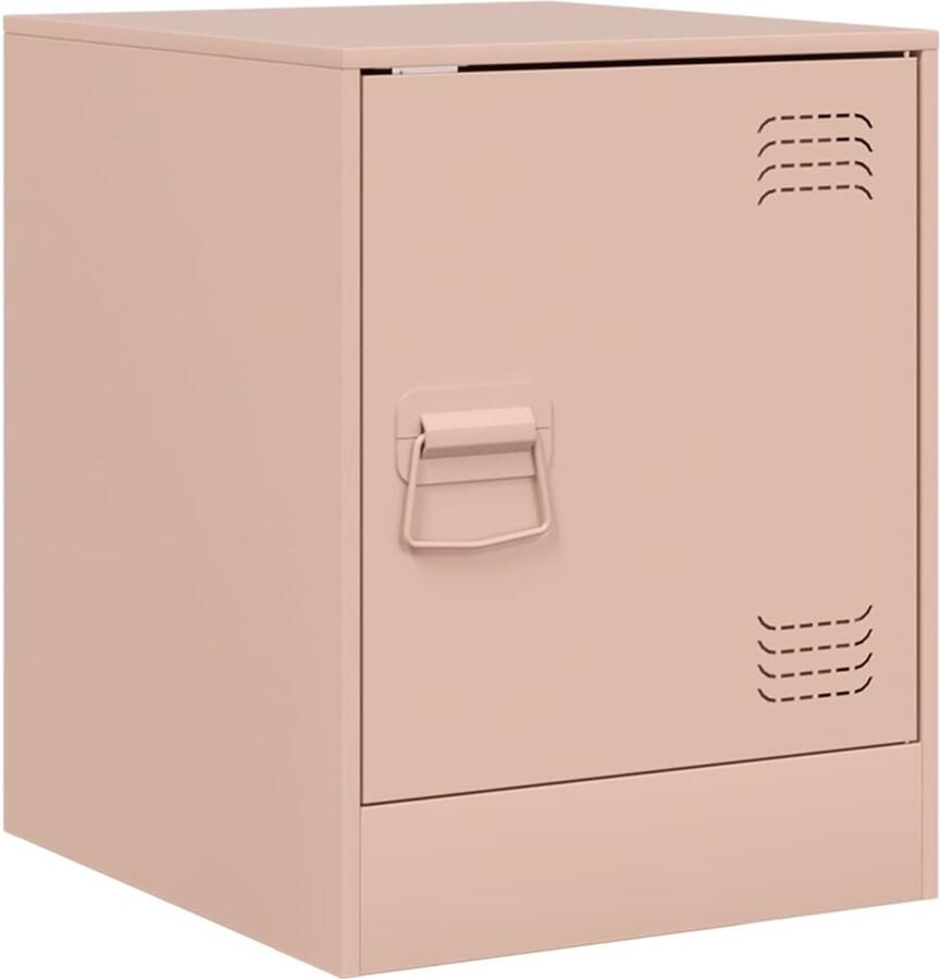 The Living Store Nachtkastje 34 5x39x44 cm staal roze Nachtkastje Rozenkleurig Staalkast Opbergvak Nachtlampje - Foto 3