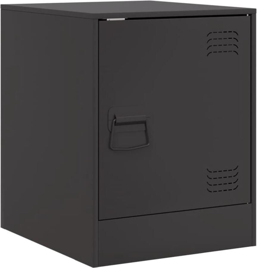 The Living Store Nachtkastje 34 5x39x44 cm staal zwart Nachtkastje Nachtkast Staalkasten Industriële Meubels Minimalistisch Meubilair - Foto 3