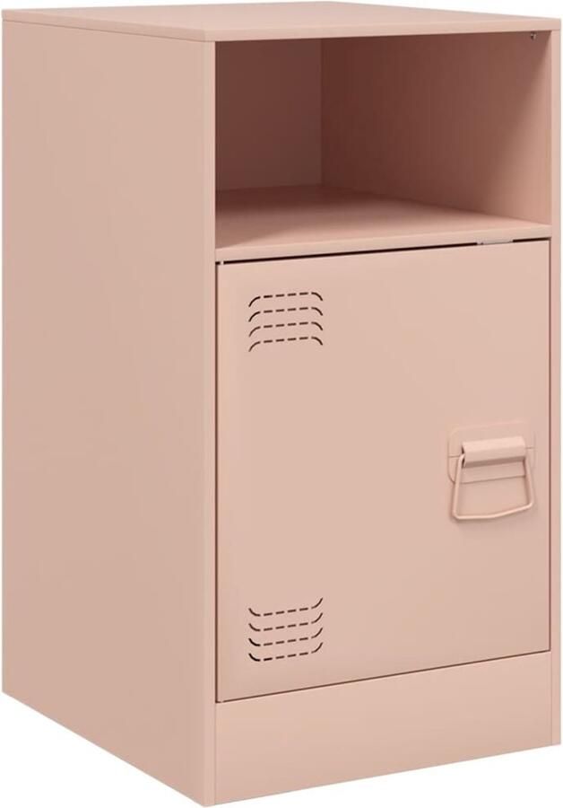 The Living Store Nachtkastje 34 5x39x62 cm staal roze Nachtkastje Rozenkleurig Staal Minimalistisch Design Slaapkamersdecoratie - Foto 2