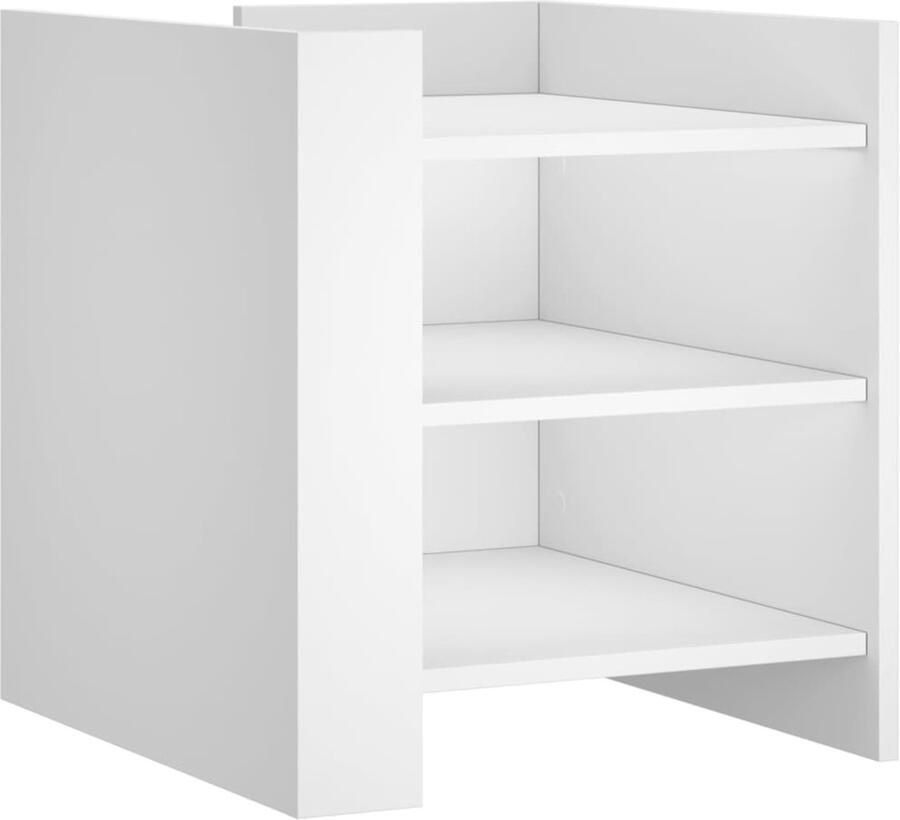 The Living Store Nachtkastje 45x50x50 cm bewerkt hout wit Nachtkastje Kastje Slaapkamermeubilair Houten Meubil Wit Meubilair - Foto 4