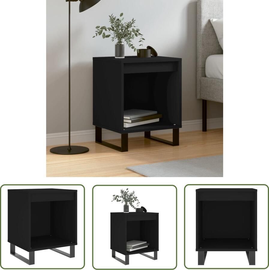 The Living Store Nachtkastje Trendy Meubelen 40 x 35 x 50 cm Zwart