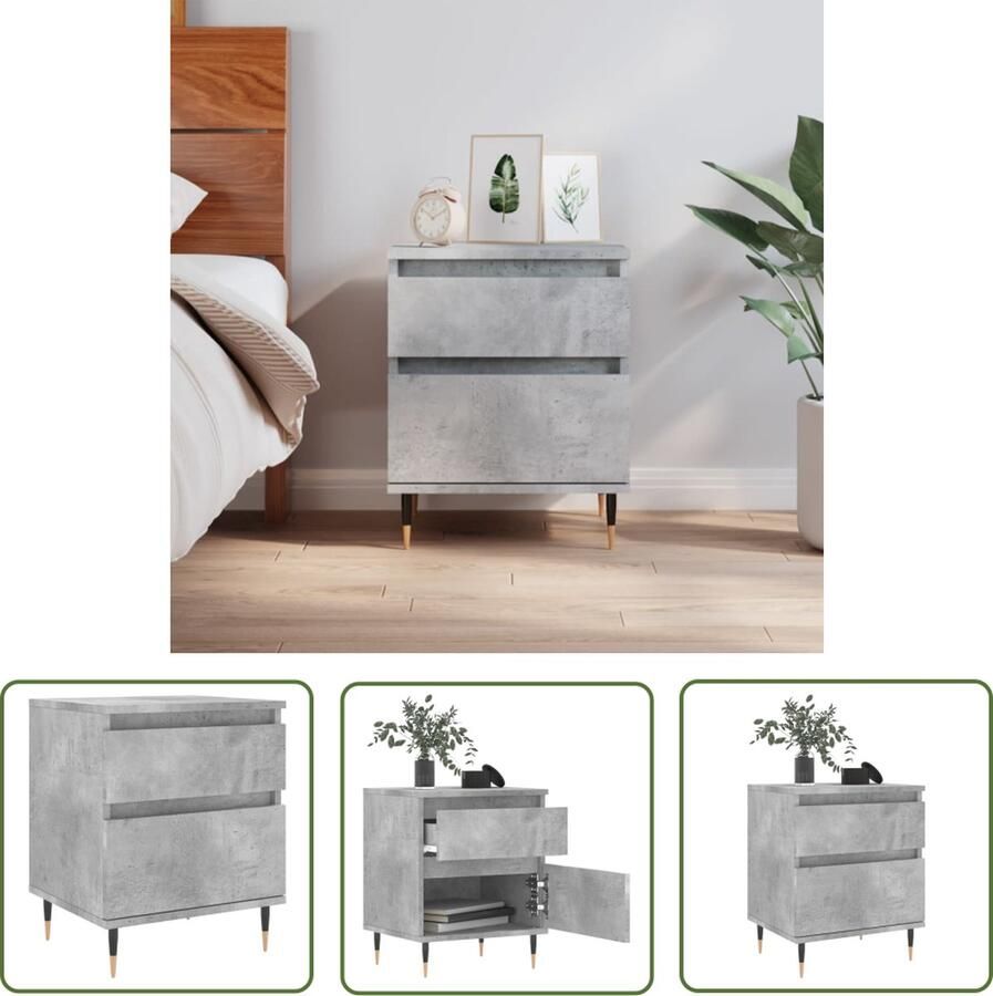 The Living Store Nachtkastje Trendy Meubelen 40x35x50 cm Betongrijs Nachtkastje Nachtkast Beton Grijs Houten Kast Minimalistisch - Foto 2