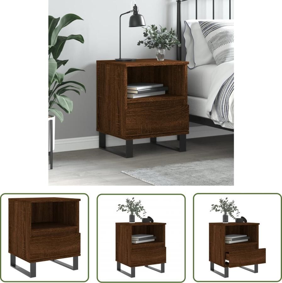 The Living Store Nachtkastje Trendy Meubelen 40x35x50 cm Bruineiken