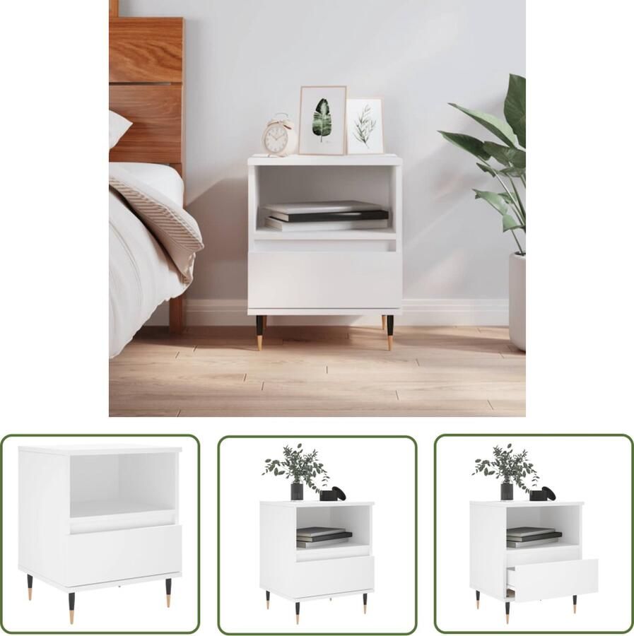 The Living Store Nachtkastje Trendy Meubelen 40x35x50 cm Kleur- Wit