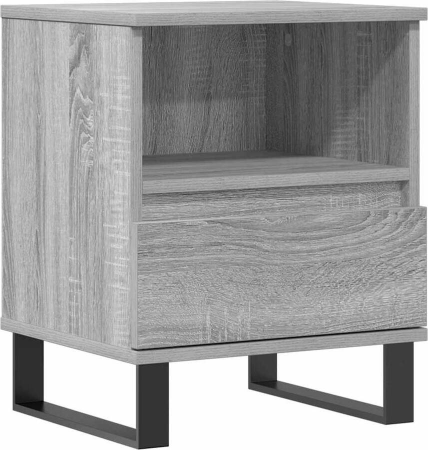 The Living Store Nachtkastje Trendy Meubelen Afmetingen- 40x35x50 cm Kleur- Grijs Sonoma Eiken Ken- Duurzaam materiaal Nachtkastje Kastje Slaapkamervloerisdecoratie Meubilair Grijze Meubels - Foto 2