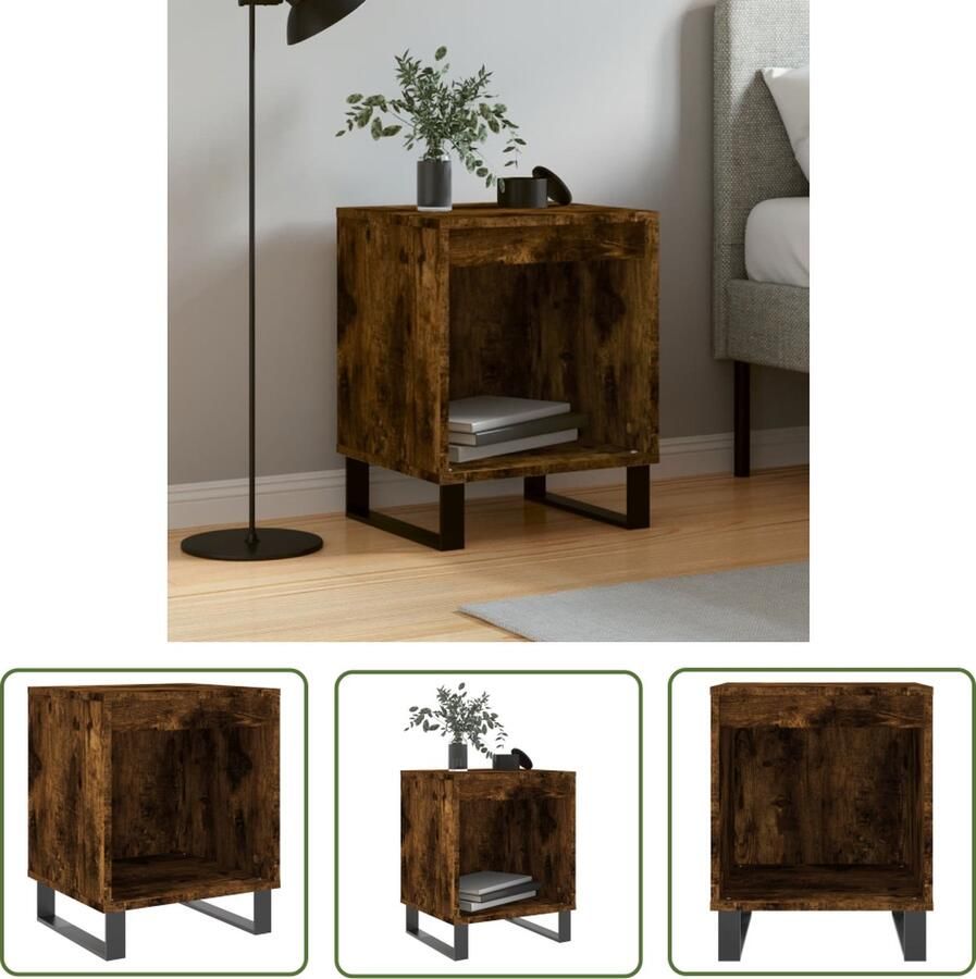 The Living Store Nachtkastje Trendy Nachtkastjes 40 x 35 x 50 cm Gerookt Eiken Nachtkastje Nachtkast Kamermeubel Houten Nachtkast Bruine Nachtkast - Foto 2
