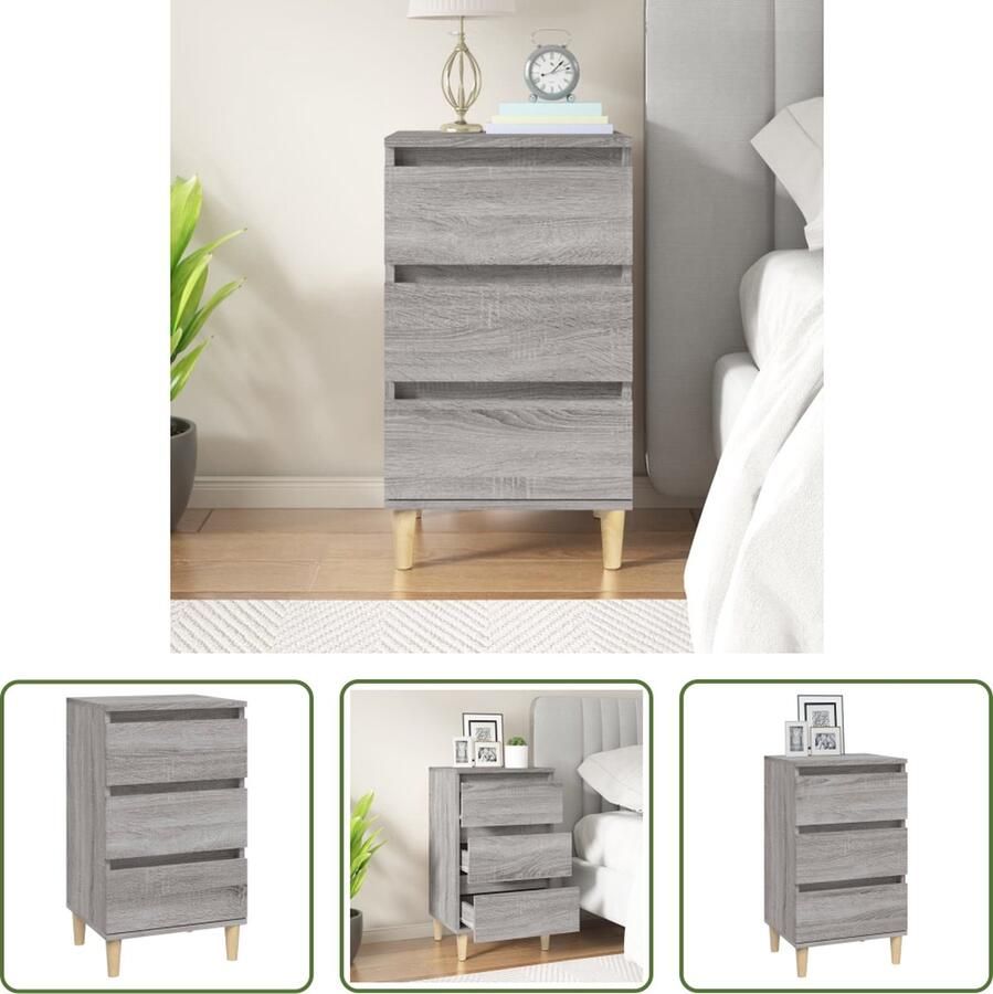 The Living Store Nachtkastje Trendy Nachtkastjes 40 x 35 x 70 cm Grijs Sonoma Eiken Nachtkastje Nachtkast Slaapkamers Kamerinrichting Woonkamerdecoratie - Foto 2