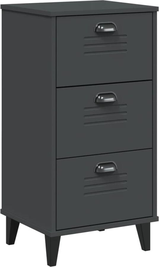 The Living Store Nachtkastje VIKEN bewerkt hout antracietgrijs Nachtkastje Kastje Industrieel Antraciet Grijs Houten Kast - Foto 2