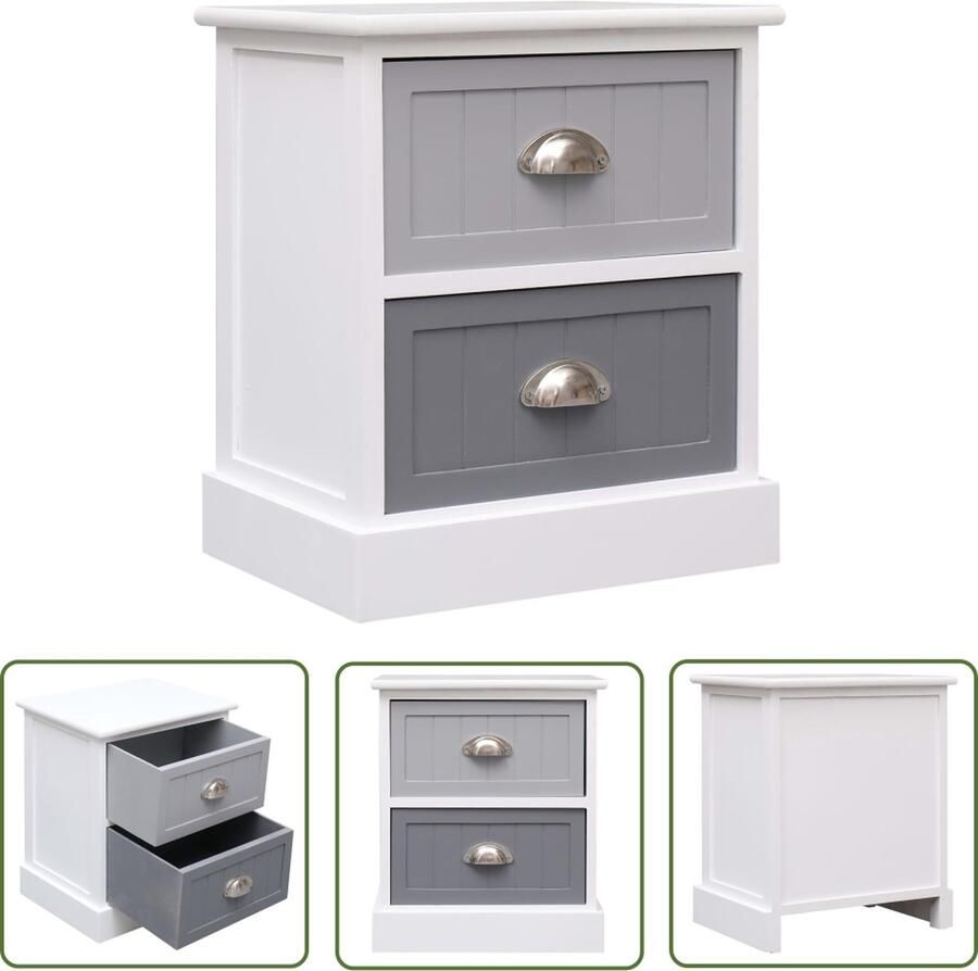 The Living Store Nachtkastje 38x28x45 cm paulowniahout grijs Kast - Foto 2