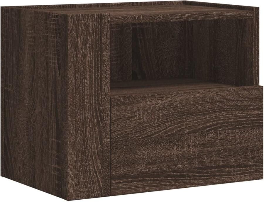 The Living Store Nachtkastje wandgemonteerd 45x30x35 cm bruin eikenkleurig Wandgemonteerd Nachtkastje Wandgemonteerde Nachtkastjes Bijzettafel Wandkastje - Foto 2