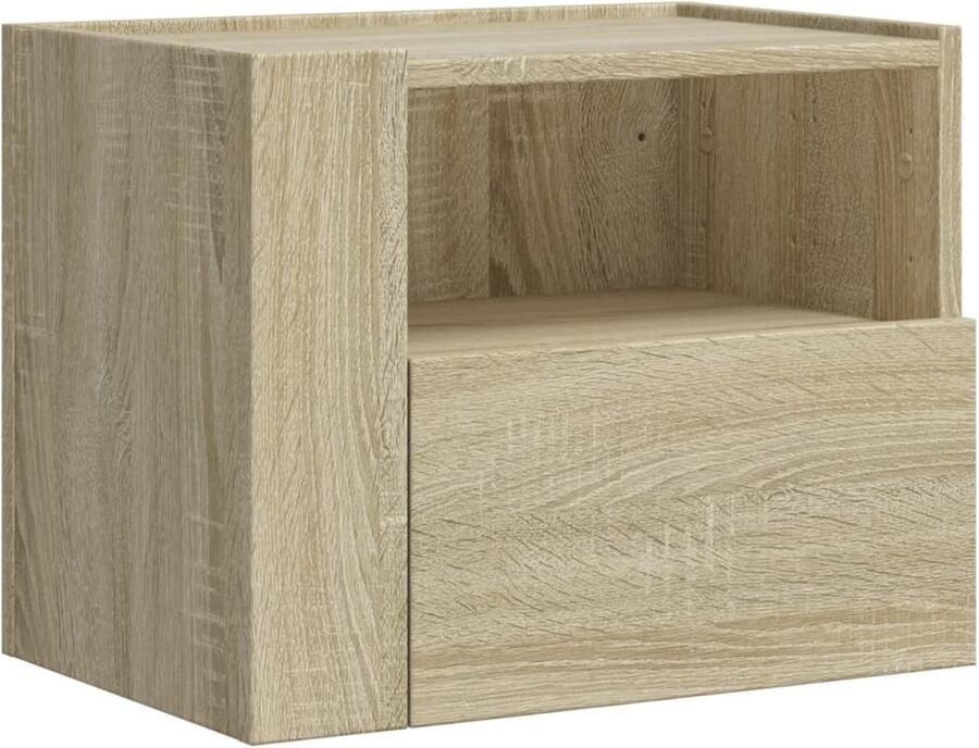 The Living Store Nachtkastje wandgemonteerd 45x30x35 cm sonoma eikenkleurig Wandgemonteerd Nachtkastje Wandgemonteerde Nachtkastjes Bijzettafel Wandkastje - Foto 2