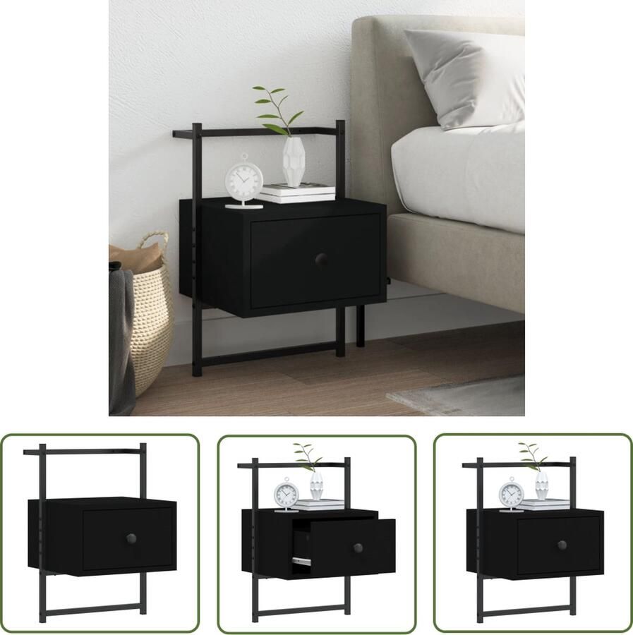 The Living Store Nachtkastje Wandgemonteerd Wandnachtkastje 35x30x51 cm Duurzaam bewerkt hout