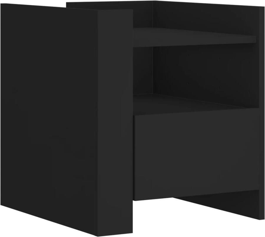 The Living Store Nachtkastje 45x50x50 cm bewerkt hout zwart Nachtkastje Kastje Slaapkamermeubilair Houten MeubilAIR Zwart Meubilair - Foto 2